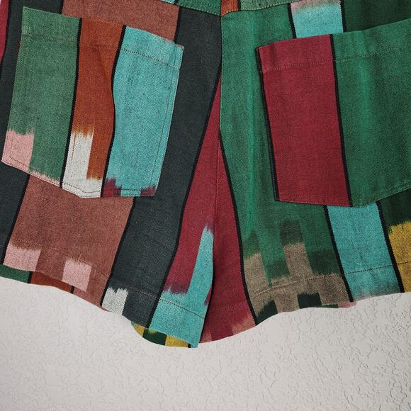 ULLA JOHNSON Marjani in Souk Pleated Striped Cotton Shorts Size 6 - Picture 11 of 15